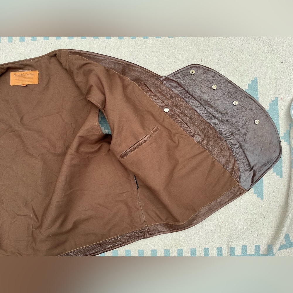 Coronado Bison Leather Laredo Concealed Carry Western Vest Brown Handmade Retro - Picture 9 of 16